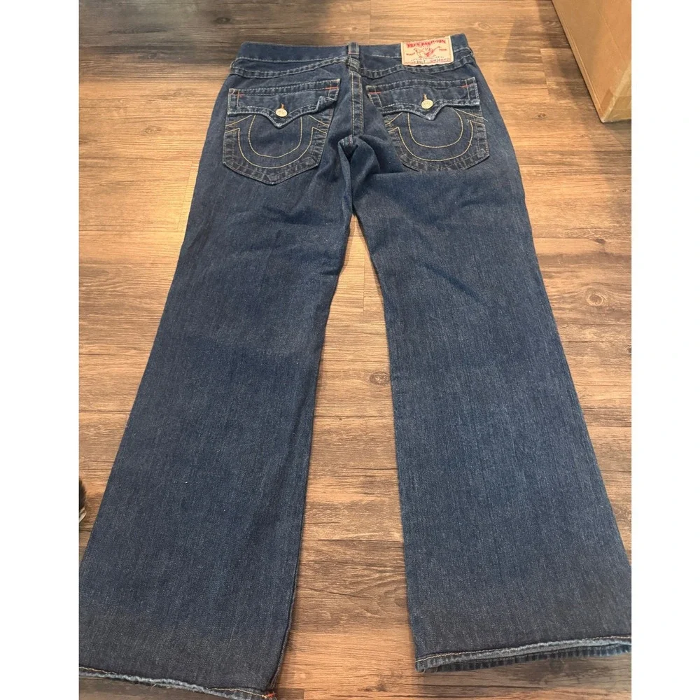 True Religion Billy Bootcut Jeans Mens 34x33 Dark Wash Blue Denim